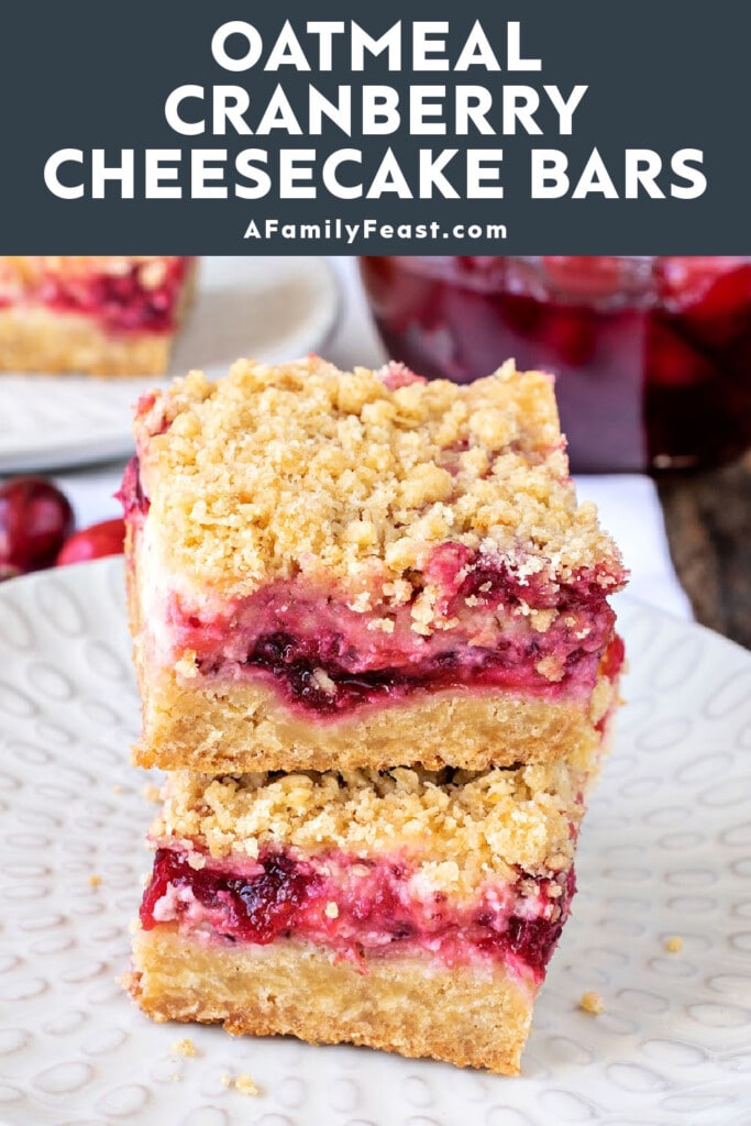 ओटमील क्रैनबेरी चीज़केक बार्स - एक पारिवारिक दावत