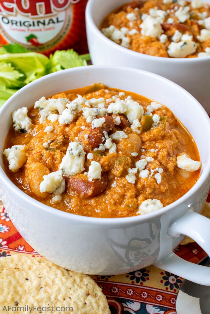 Slow Cooker Buffalo Chicken Chili - A Family Feast