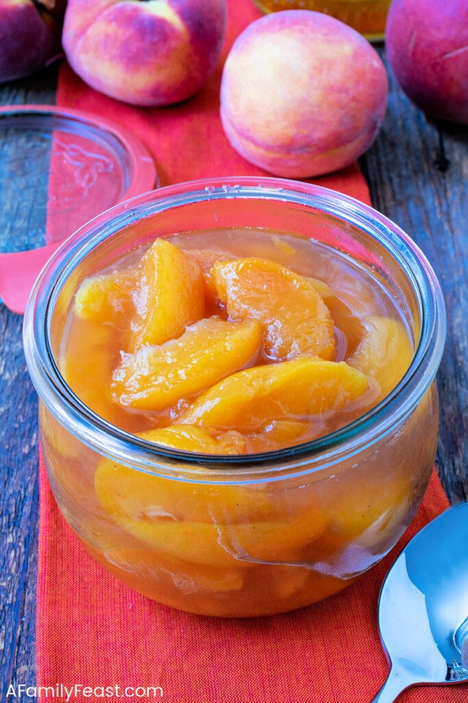 Bourbon Poached Peaches - A Family Feast