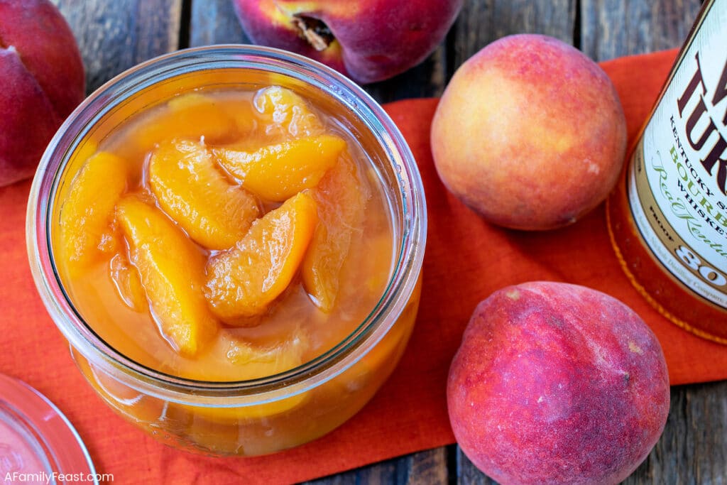 Bourbon Poached Peaches - A Family Feast