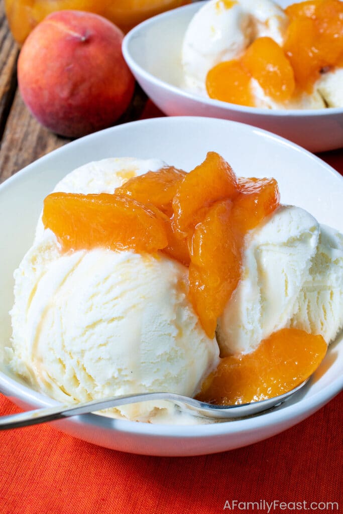 Bourbon Poached Peaches - A Family Feast