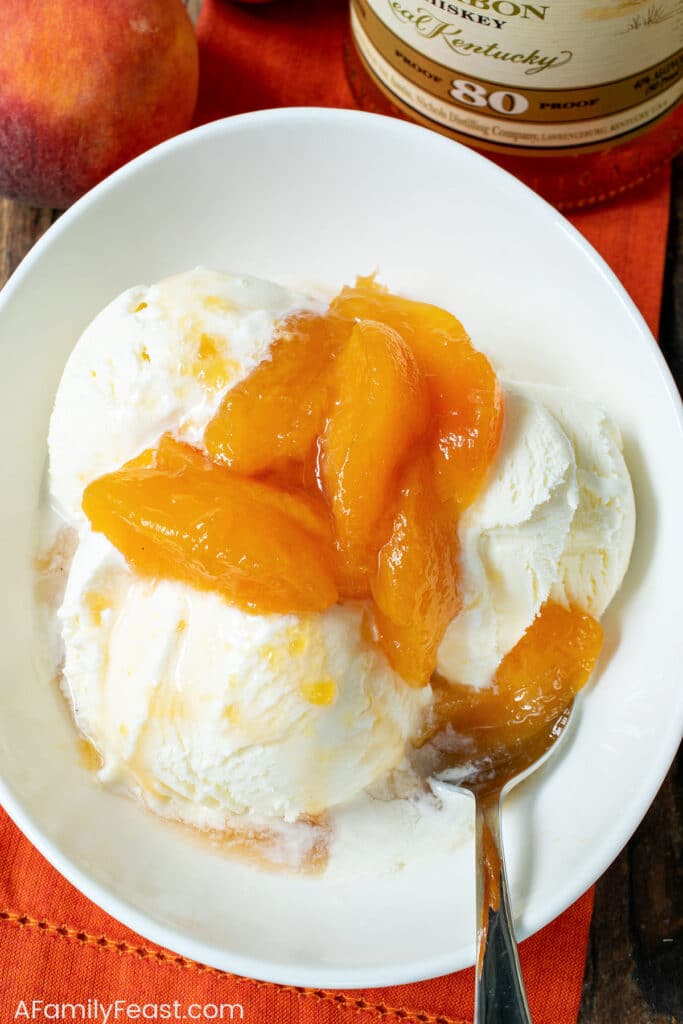 Bourbon Poached Peaches - A Family Feast