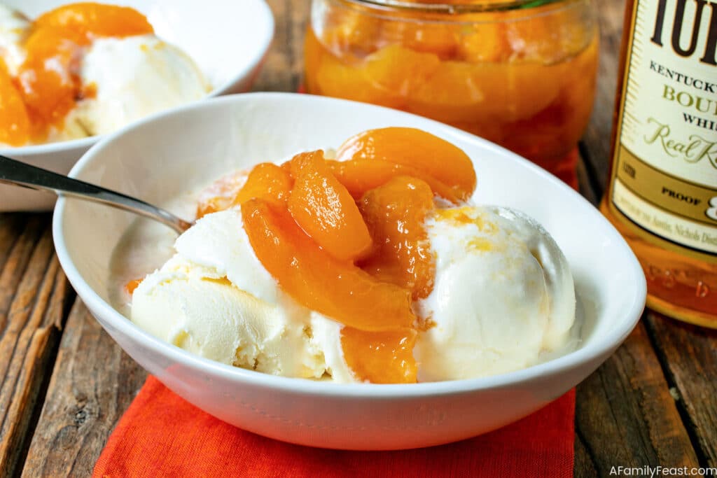Bourbon Poached Peaches - A Family Feast