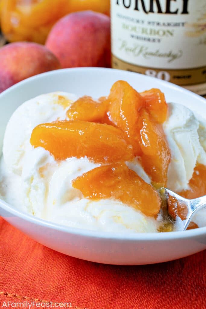 Bourbon Poached Peaches - A Family Feast