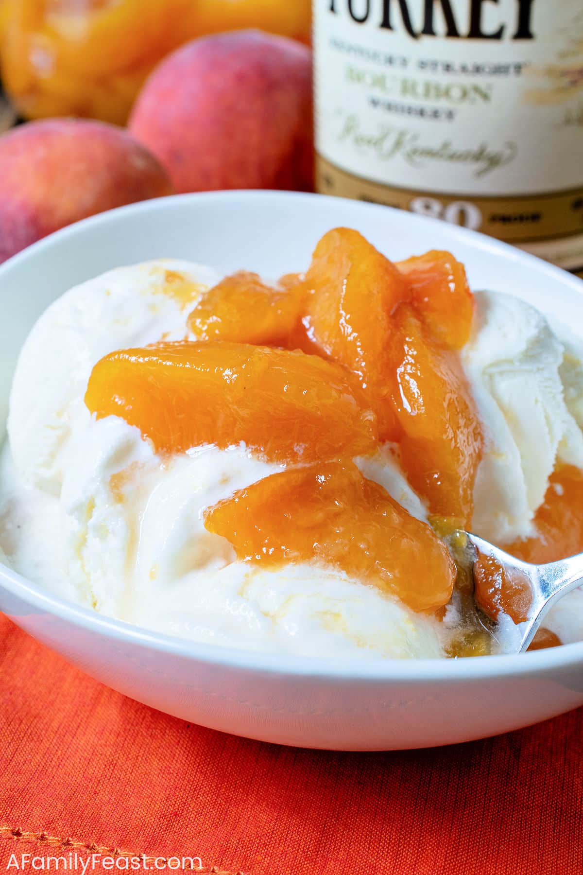 Bourbon Poached Peaches - A Family Feast