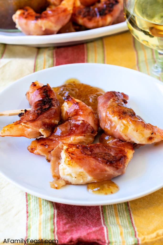 Prosciutto Wrapped Shrimp with Fig Sauce - A Family Feast