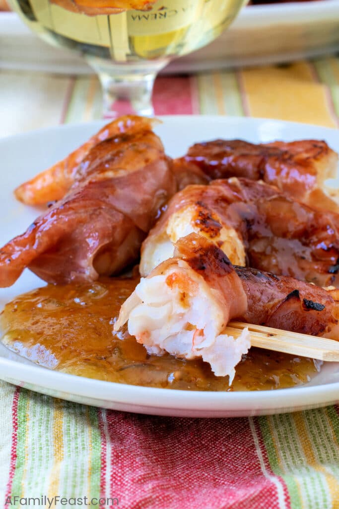 Prosciutto Wrapped Shrimp with Fig Sauce - A Family Feast