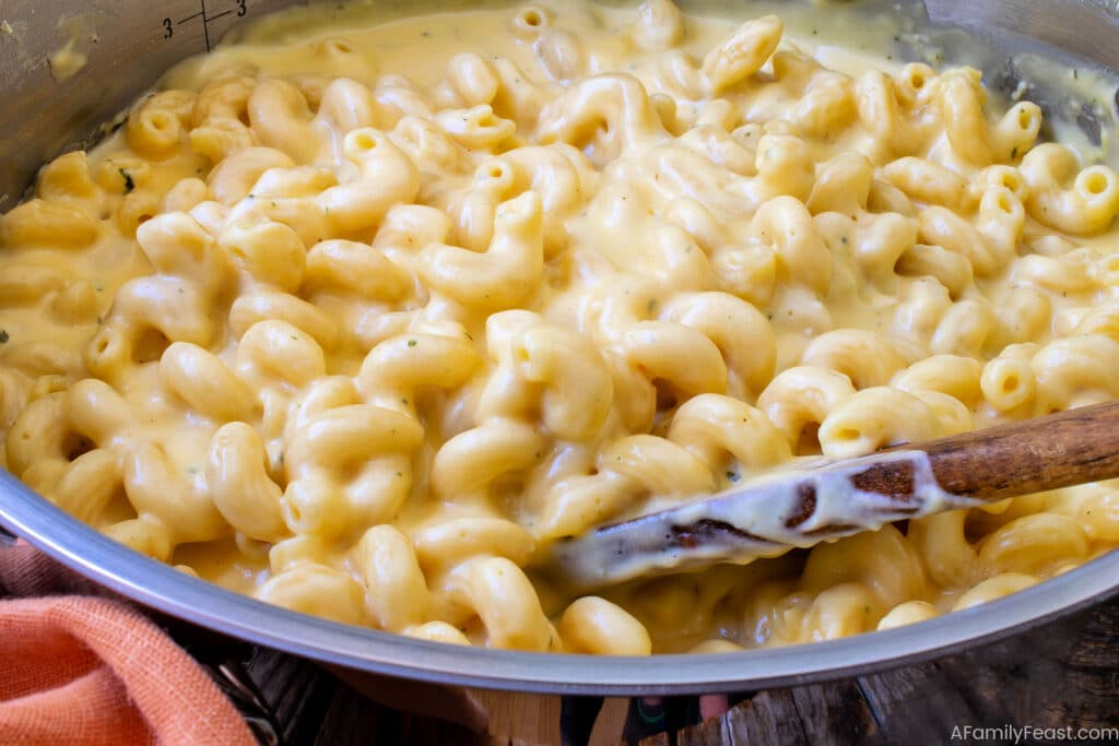 This Stovetop Macaroni & Cheese is easy, creamy and delicious! Make this classic, one-pot comfort food meal in just twenty minutes! Stovetop Mac and Cheese - A Family Feast