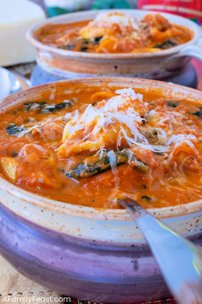 Slow Cooker Tomato Tortellini Soup - A Family Feast