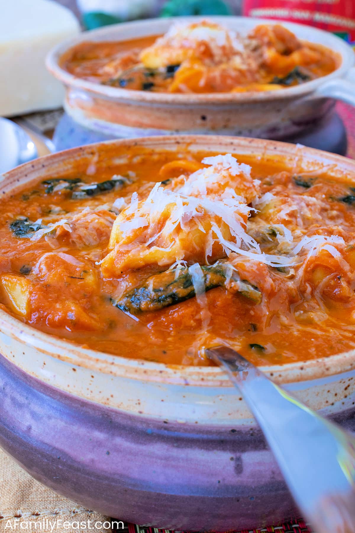 Slow Cooker Tomato Tortellini Soup - A Family Feast