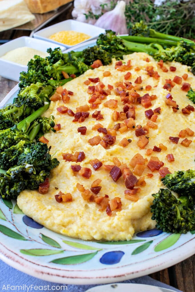 2012.1026.polenta_broccoli2 Creamy Polenta with Pancetta and Broccoli Rabe - A Family Feast